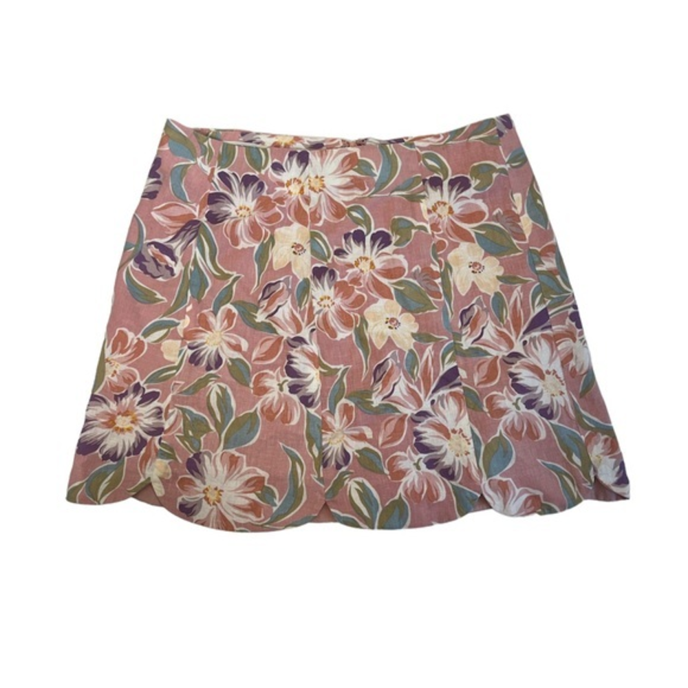 Urban outfitters pink floral print mini skirt size medium